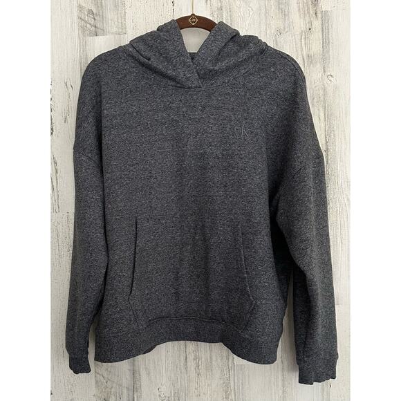 Calvin Klein Women’s Hoodie Large Heathered Gray Pullover Kangaroo Pocket - Picture 2 of 10